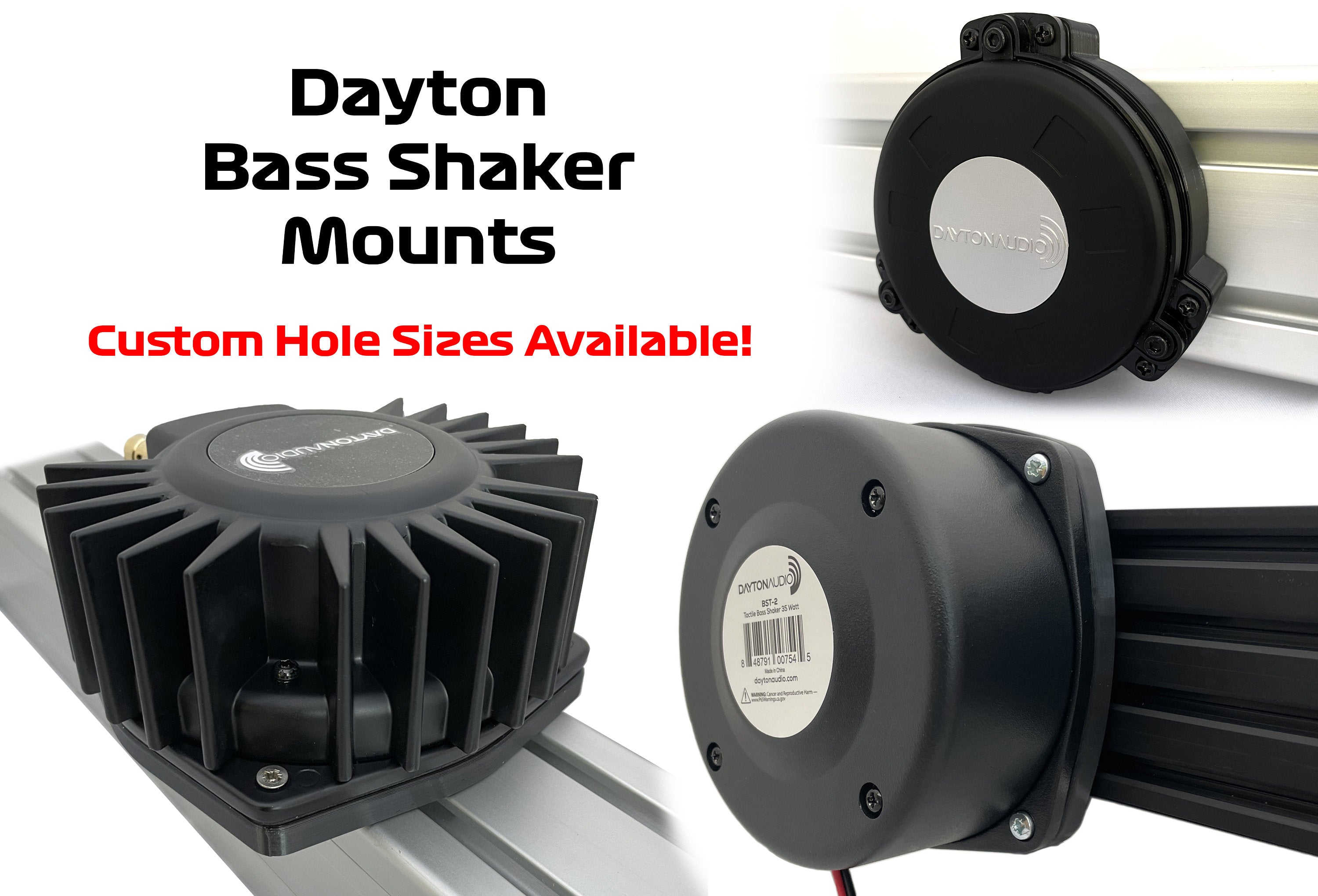 Dayton Bass Shaker Mounts for 8020 8040 or Custom Hole Sizes BST-1 BST