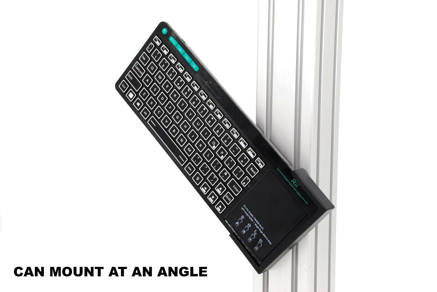 Keyboard Holder for Rii RT518S Wireless Keyboard Sim Rig 8020 Any Surface Mount