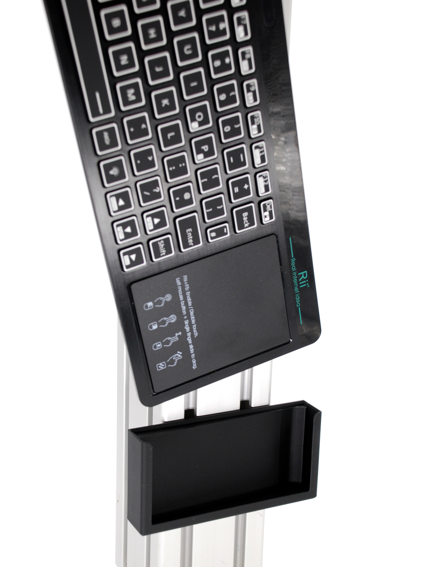 Keyboard Holder for Rii RT518S Wireless Keyboard Sim Rig 8020 Any Surface Mount