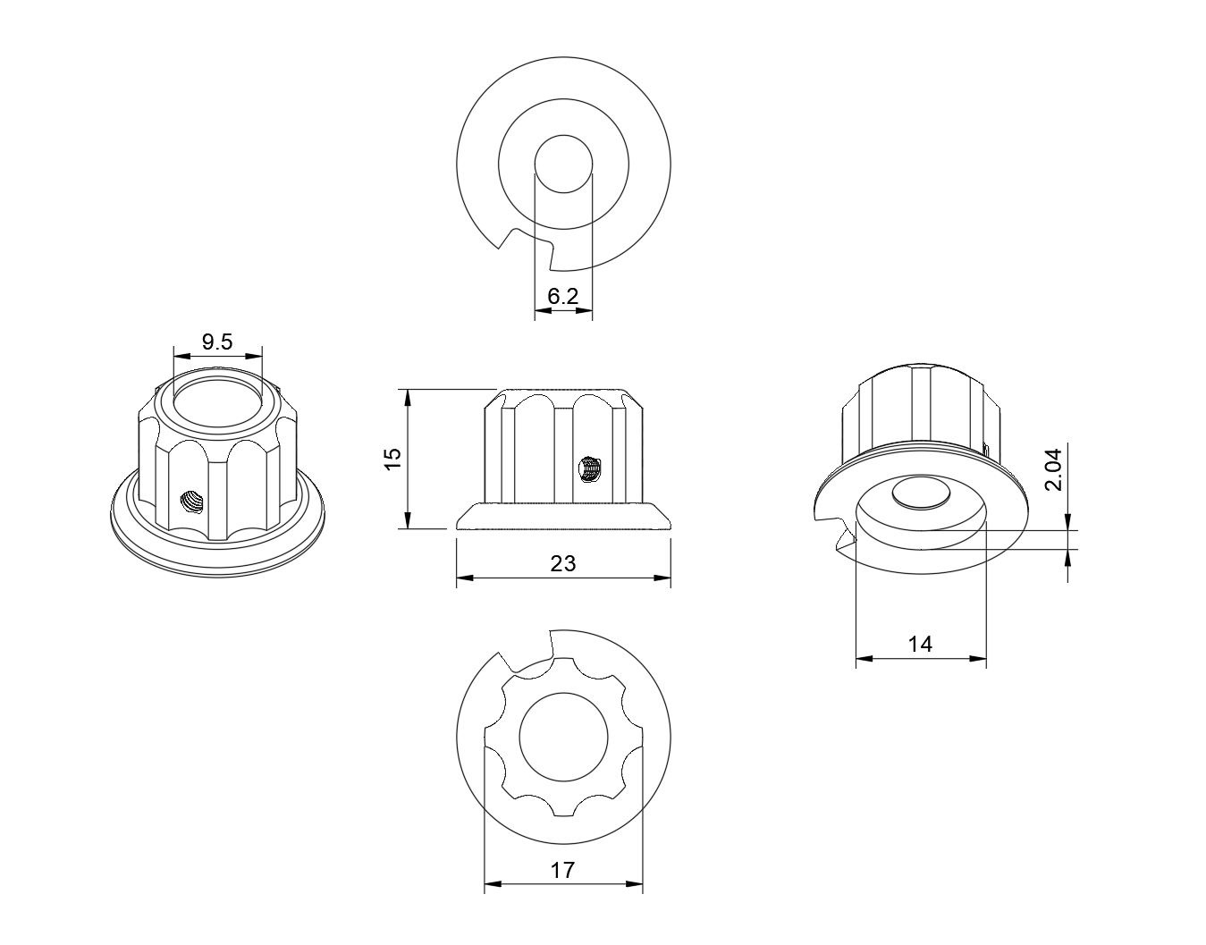 Aluminium Encoder Knobs CNC Machined Anodised Style S