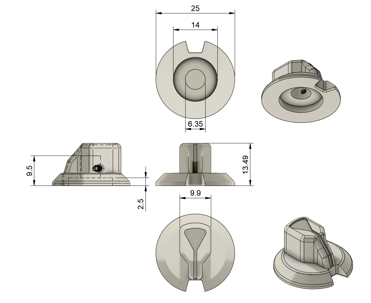 Anodized Aluminium Encoder Knobs Style M