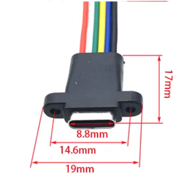 USB-C Male to USB-C Female Panel Adaptor