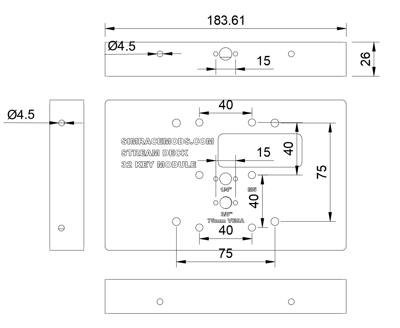 Versatile Mounting Case for Elgato Stream Deck 32 Key Module