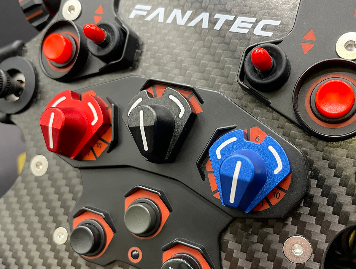 Anodized Aluminium Encoder Knobs for Fanatec Formula Wheel Rims-Laser Markings