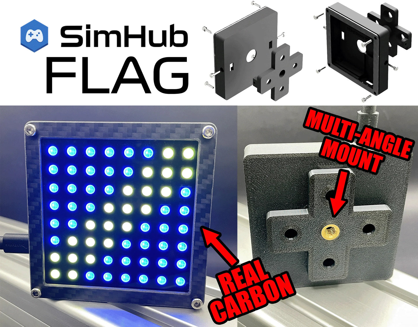 64 LED RGB Matrix for Sim Racing Flags and Gear Indicator - For Simhub, Similar to iFlag