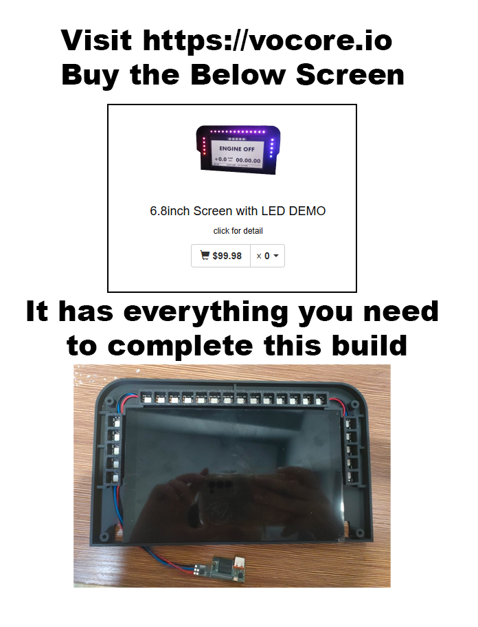 3D-Druckdateien für Vocore 6,8-Zoll-Display mit LEDs DDU