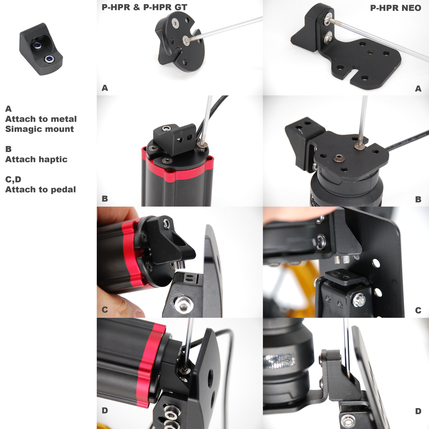 Support de montage du réacteur haptique Simagic P-HPR et P-HPR GT pour pédales Thrustmaster Raceline T598