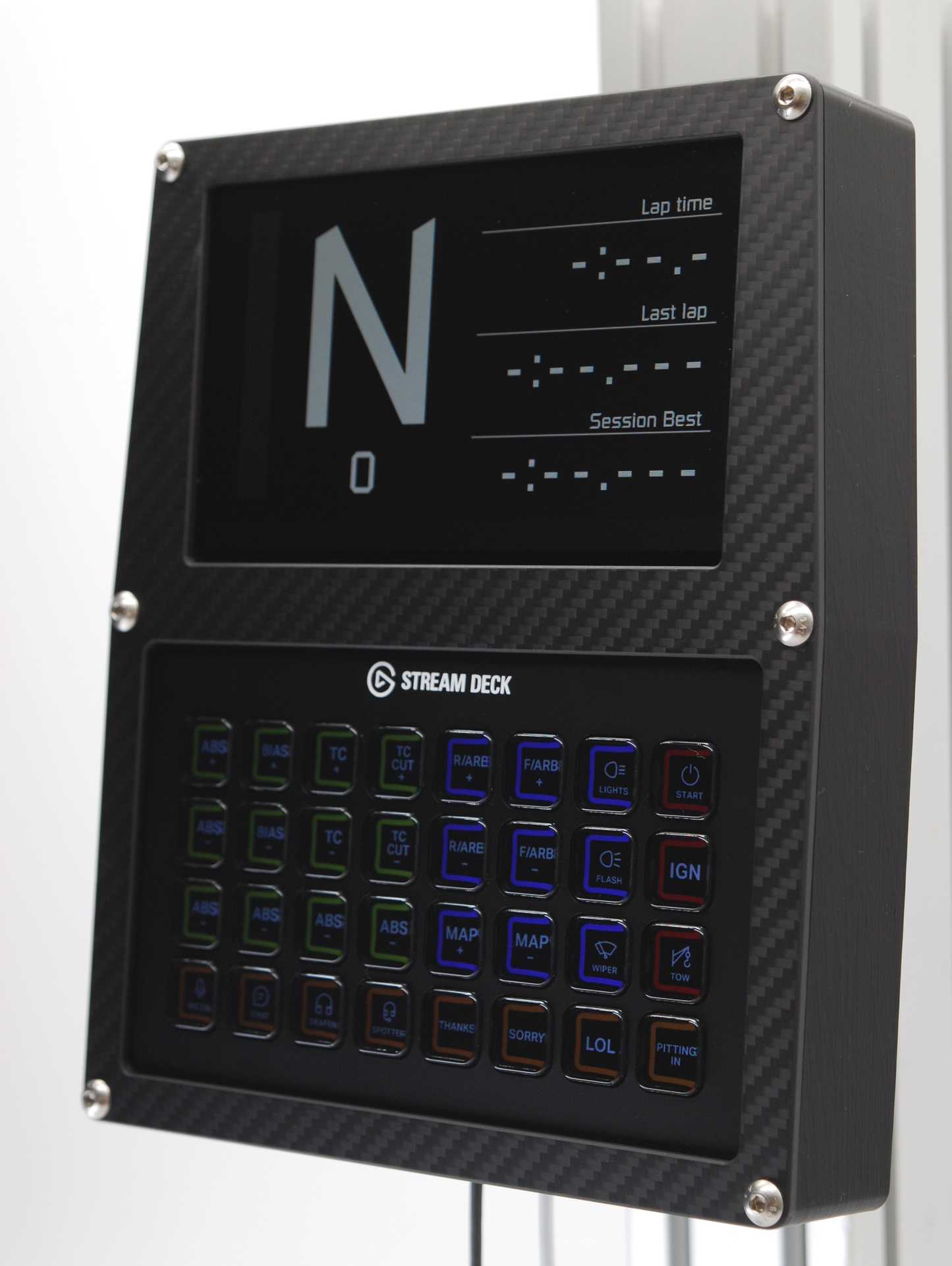 Stream Deck XL and Vocore 6.8" LCD Display Case for Sim Racing