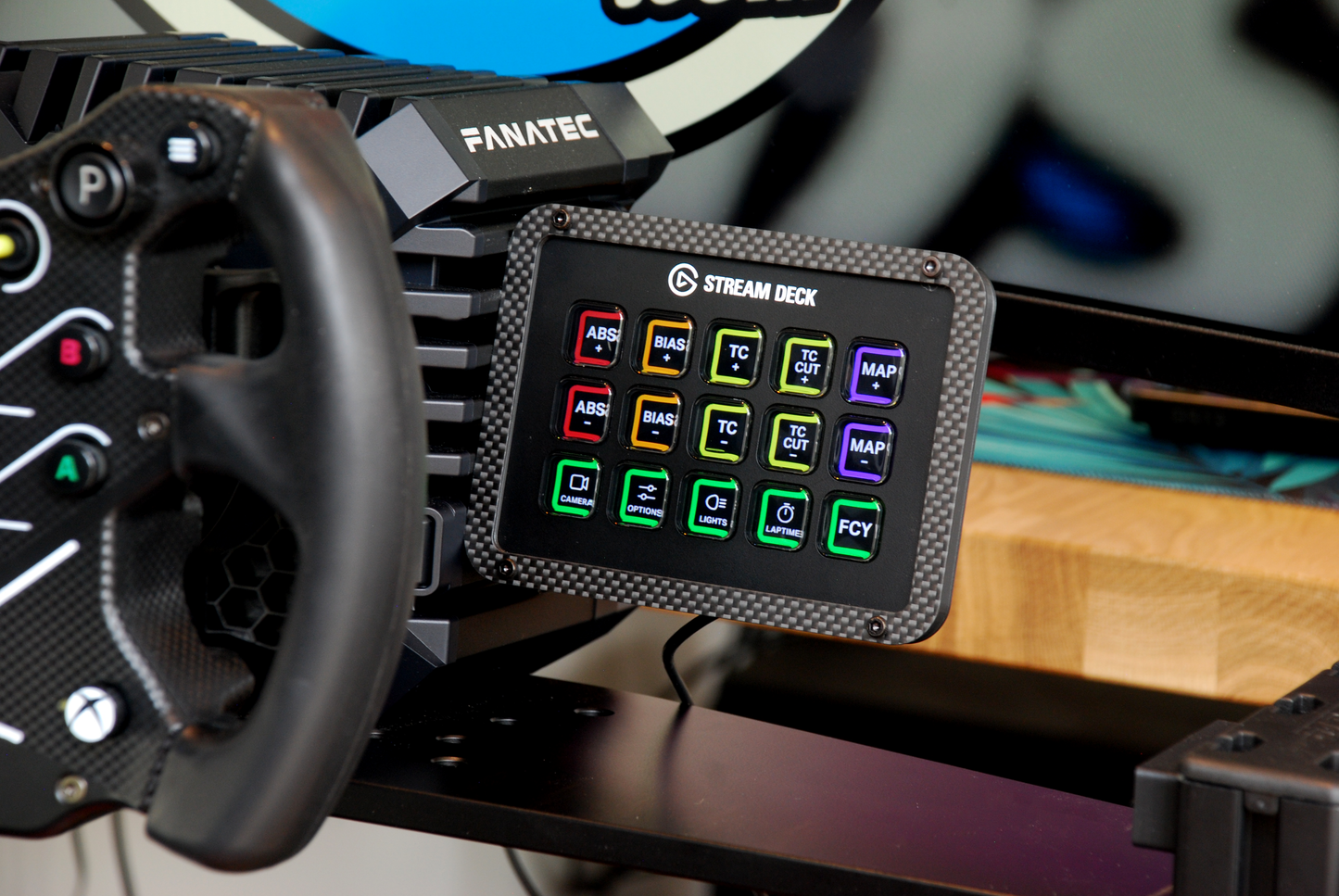 Stream Deck Mount for Fanatec Direct Drive Bases Clubsport, Clubsport+, DD1, DD2, CSL DD & GT DD Pro Wheelbase