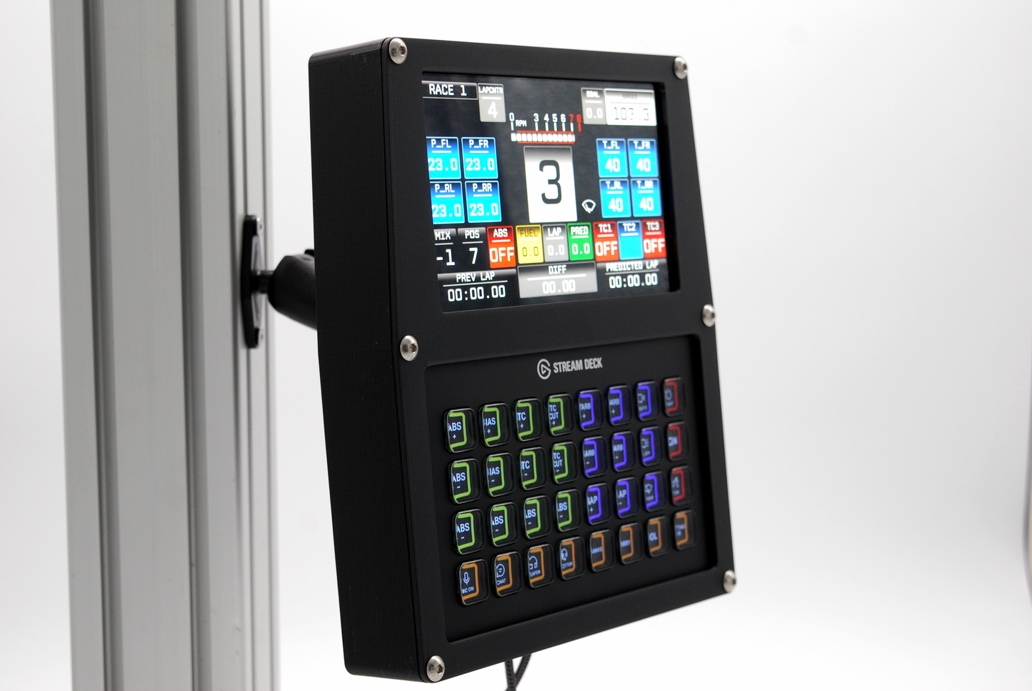 Stream Deck XL and Vocore 6.8" LCD Display Case for Sim Racing