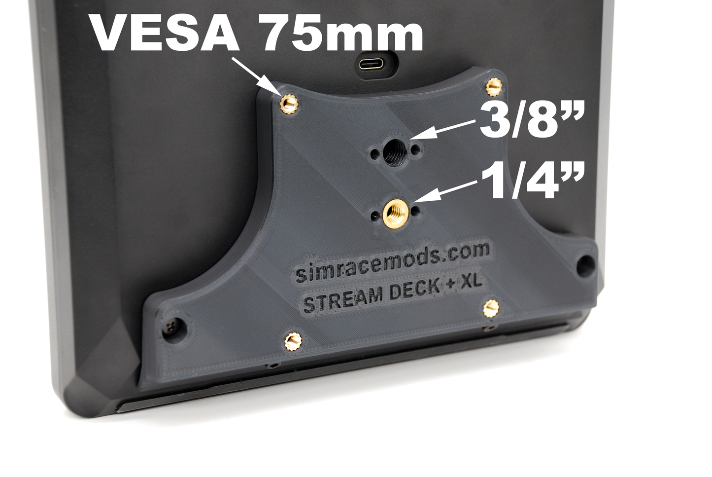 Mount for Stream Deck + XL with 1/4" 3/8" and VESA