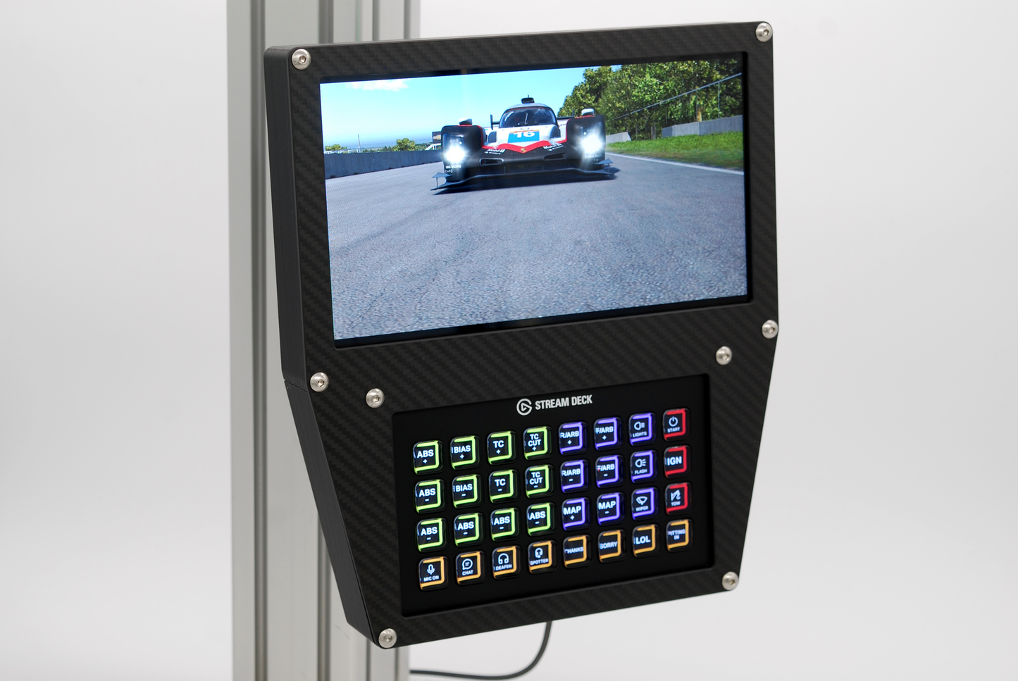 Stream Deck XL and Vocore 10" LCD Display Case for Sim Racing