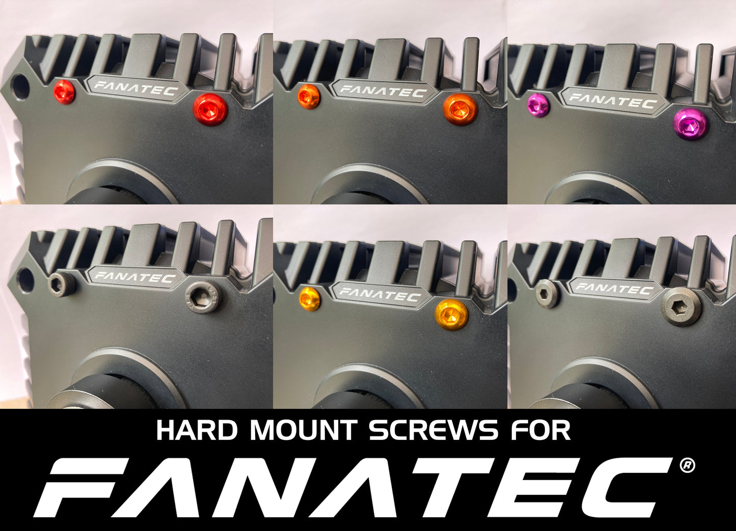 FANATEC WHEELBASE Hard Mounting Coloured Screw Set Fits all Fanatec Bases