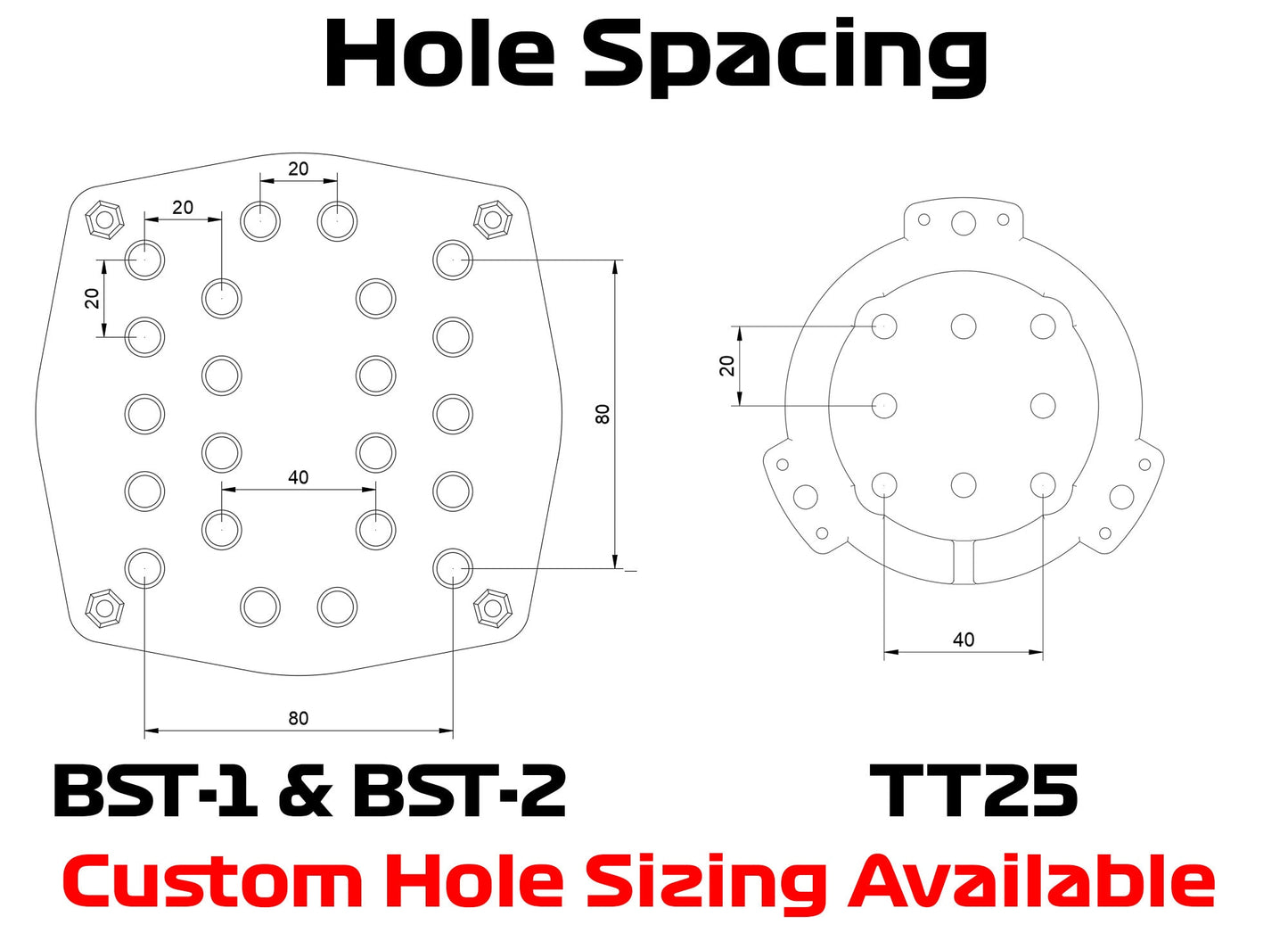 Dayton Bass Shaker Mounts for 8020 8040 or Custom Hole Sizes BST-1 BST-2 TT25 BST-300EX BST1 BST2